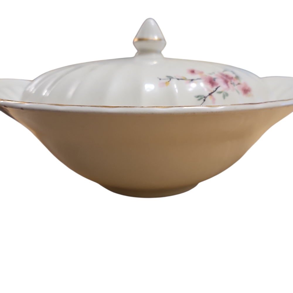 Vintage WS George Bolero Peach Blossom Covered Vegetable Bowl 9.5